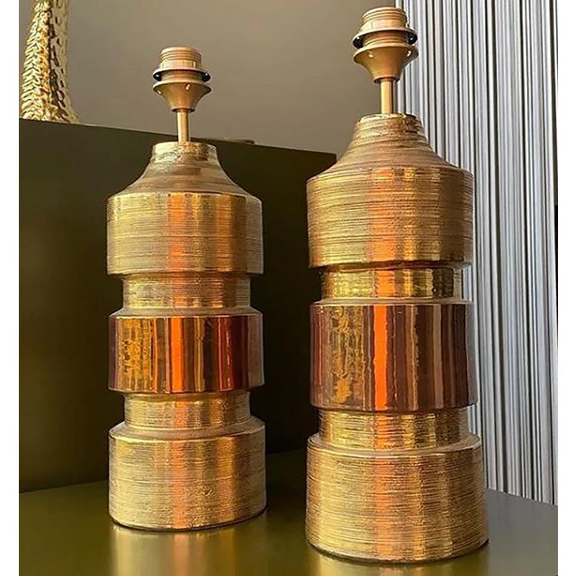 Birch Table Lamps with Silk Lampshade by Bitossi, 1960s, Set of 2 For Sale - Image 15 of 16