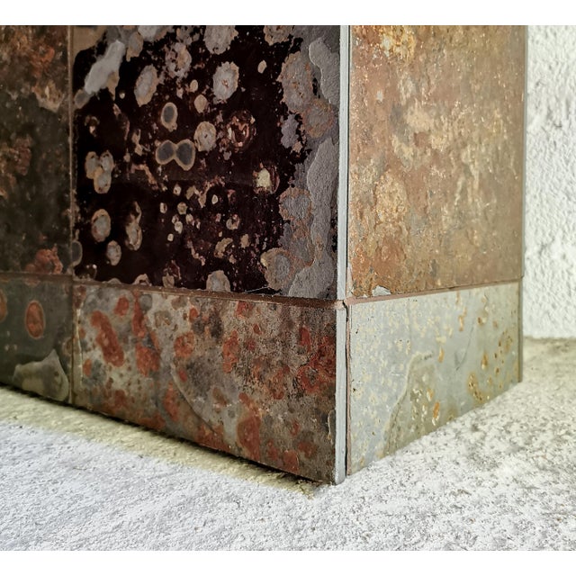 Brutalist Stone and Brass Coffee Table attributed to Paul Kingma, 1970s For Sale - Image 9 of 16