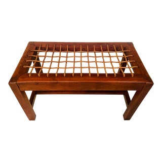 Antique French Walnut Bench / Stool With Reinforced Rope For Sale