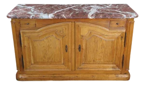 Antique 18th C. French Louis XIV Oak & Marble Hunting Buffet Commode Cabinet