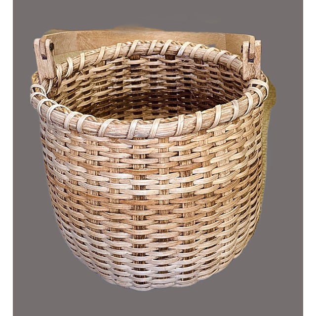 Tan French Market Vintage Hand Woven Basket For Sale - Image 8 of 12