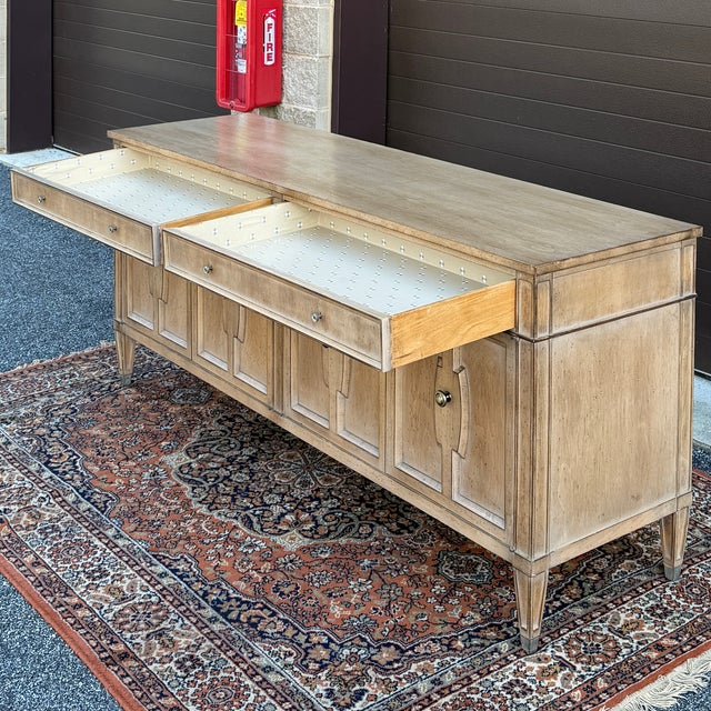 Wood Vintage Cerused Blonde Louis XVI 4 Door Credenza For Sale - Image 7 of 18