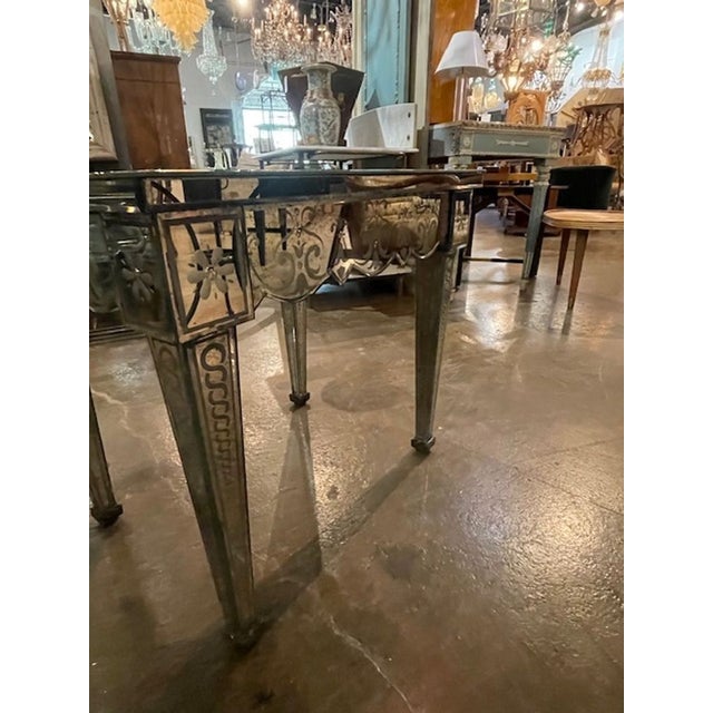 Pair of Vintage Venetian Etched Mirror Side Tables For Sale - Image 9 of 10