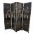 Vintage Chinoiserie Black Lacquer Mother of Pearls & Soap Stones 4 Panels Room Divider For Sale