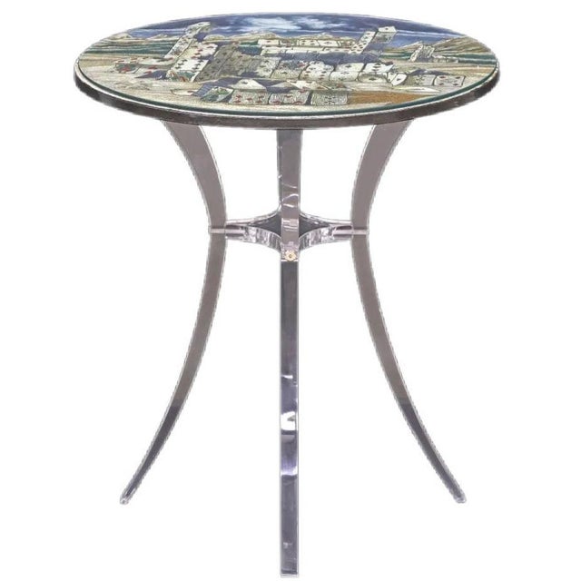 Fornasetti ‘Città di Carte’ House of Cards Side Table The top dated 1990, numbered 4/6 Atelier Fornasetti, Milan, after a...