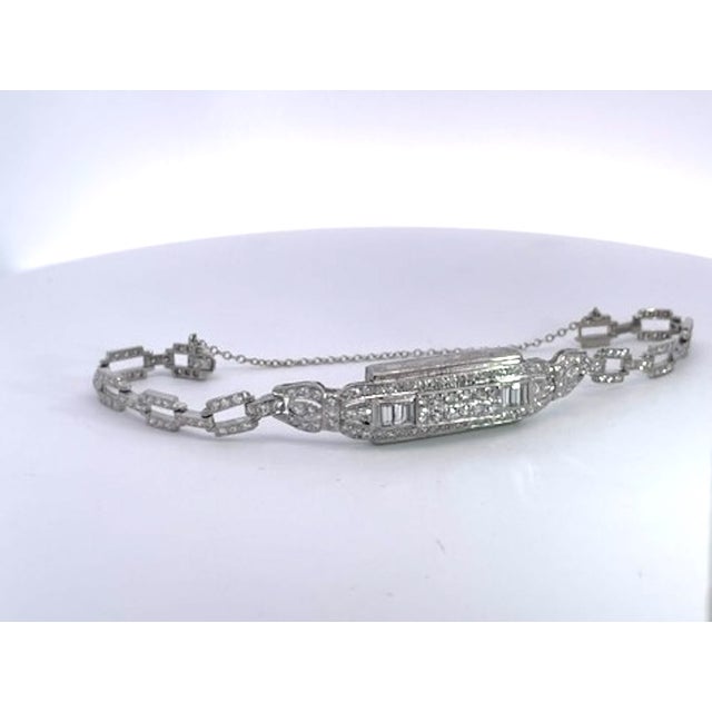 Platinum Art Deco Platinum Bracelet 2.00 Carats Circa 1920 7.25" For Sale - Image 8 of 8