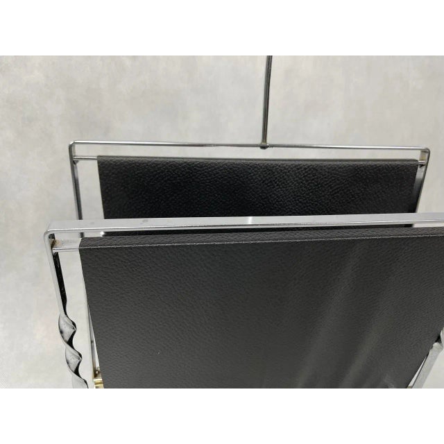 Black Vintage Vinyl Magazine Rack, 1970s For Sale - Image 8 of 9