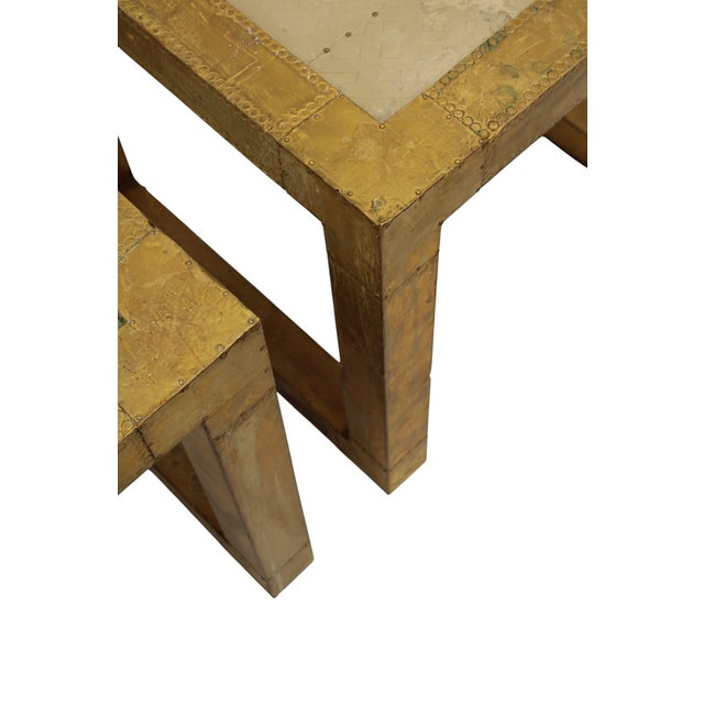 Metal Spanish Cubic Side or Sofa Tables in Nickel and Brass in the style of Rudolfo Dubarry, 1970, Set of 2 For Sale - Image 7 of 11