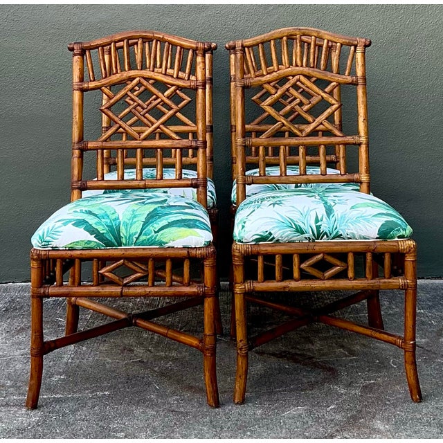 Wood Vintage Arched Back Rattan Dining Chairs in Manuel Canovas - Set of 4 For Sale - Image 7 of 12