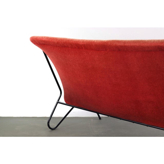 Red Vintage Italian Modern Sling Sofa with Iron Frame and Original Red Upholstery For Sale - Image 8 of 10