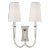 Thomas O'Brien for Visual Comfort Signature Delphia Large Double Arm Sconce in Polished Nickel with Linen Shade For Sale