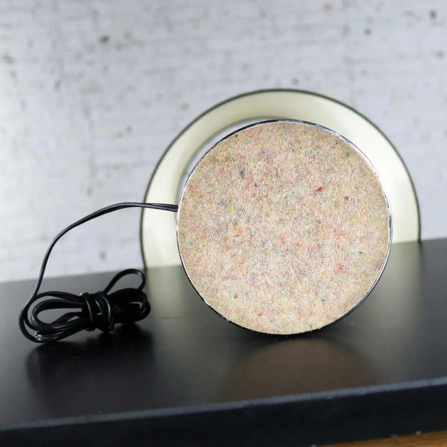 Mid 20th Century Chrome & Black Faux Leather International Style Cylindrical Table Lamp After Walter Von Nessen For Sale - Image 12 of 13