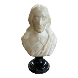 Vintage Italian Alabaster and Marble Carved Bust For Sale