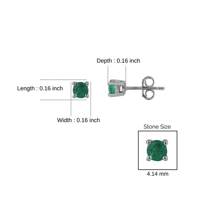 Minimalist 0.52 CTW Round Emerald Solitaire Studs in 925 Sterling Silver 2 Pieces For Sale - Image 9 of 12
