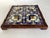Blue 1950s Mexican Hand Carved Wood Frame Base Tile Trivet For Sale - Image 8 of 9