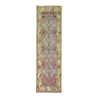20th Century Zabihi Collection Purple Geometric Wool Turkish Runner - 3' x 9'8" For Sale