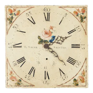 Japanned Steel Clock Face With English Roses by Edmund Sagar, 1793-1805