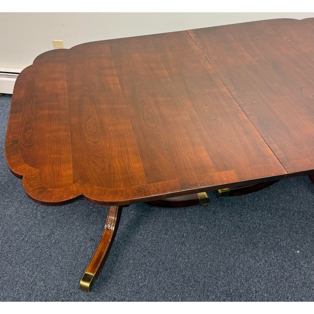 Late 20th Century American Drew Cherry Georgian Double Pedestal Dining Table For Sale - Image 4 of 12