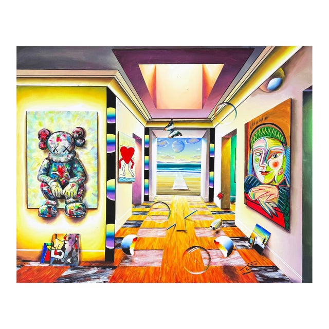 Ferjo, Homage to Modern Art, Huge Original Painting on Canvas, Signed, 48 X 60 In. For Sale