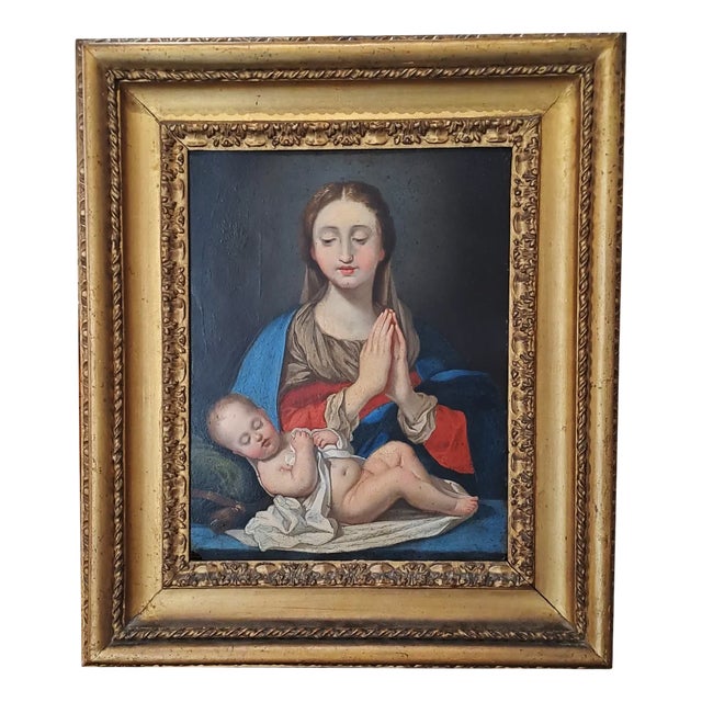 Italian Artist, Madonna and Child, 1700s, Oil on Copper, Framed For Sale