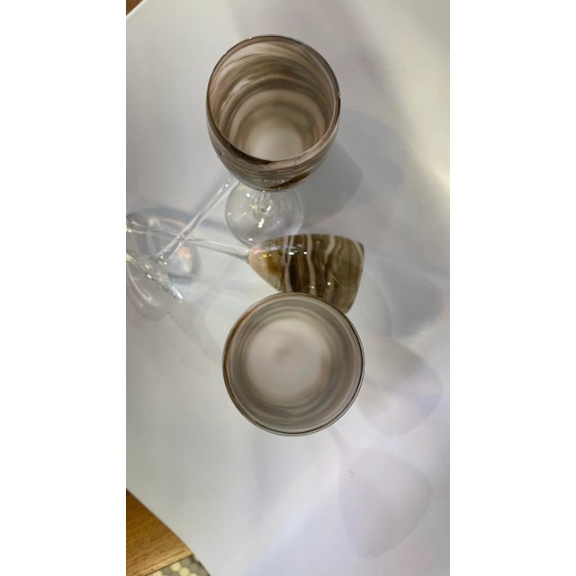 Vintage Steven Maslach Earth Art Wine Glasses- Set of 4 For Sale - Image 4 of 9