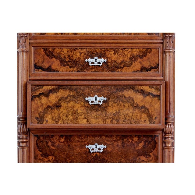 Antique Burr Walnut Chest of Drawers, 1890 For Sale - Image 11 of 14