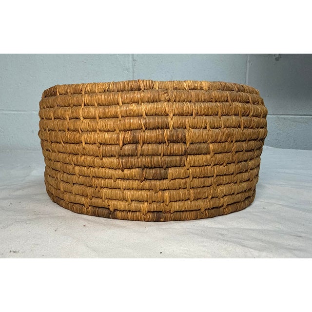 Brown Antique 1800's Native American Comanche Eka Muda Hand Woven Wicker Basket Indian For Sale - Image 8 of 12