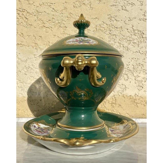 Ceramic Porcelain Tureen and Display Stand from Limoges, Set of 2 For Sale - Image 7 of 13
