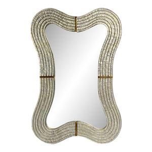Modern Wavy Wall Mirror, Murano Glass, Silver Leaf, Brass, Italy, 21st C.