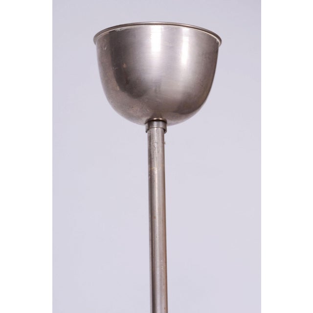 Metal Czech Bauhaus Pendant in Chrome-Plated Steel and Frosted Glass, 1930s For Sale - Image 7 of 10