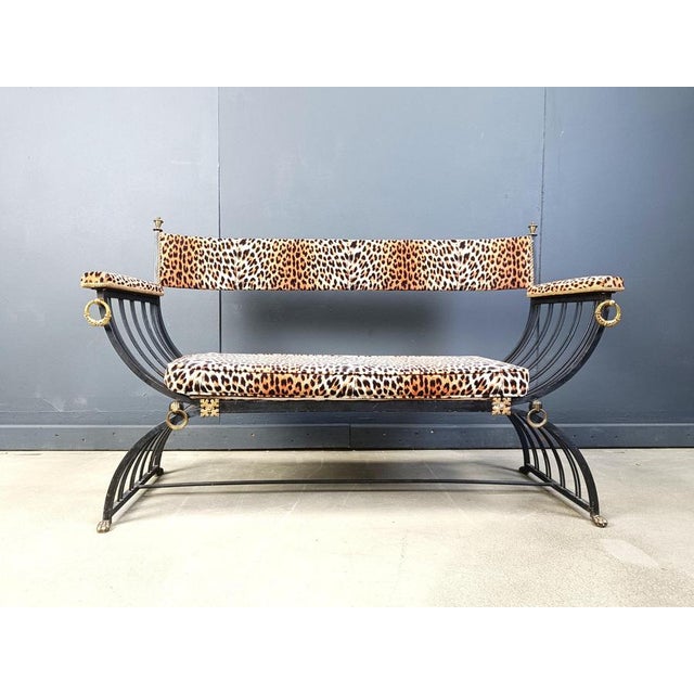 Curule Bench in the style of Maison Jansen, 1960s For Sale - Image 9 of 12
