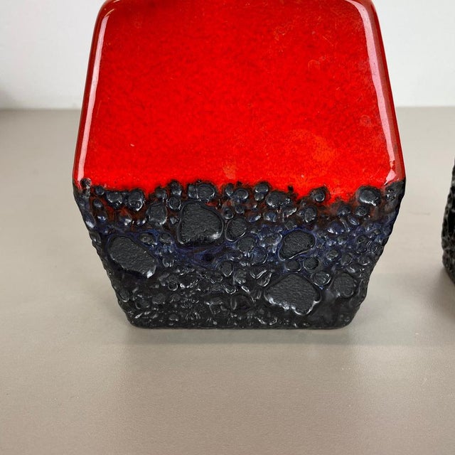 Set of Two Pottery Fat Lava Cubic Vases from Jopeko, Germany, 1970s For Sale - Image 10 of 18