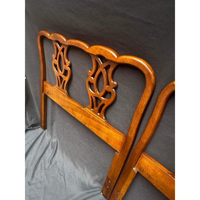 Wood Late 20th Century Pair of Henredon Chippendale-Style Mahogany Twin Headboards For Sale - Image 7 of 12