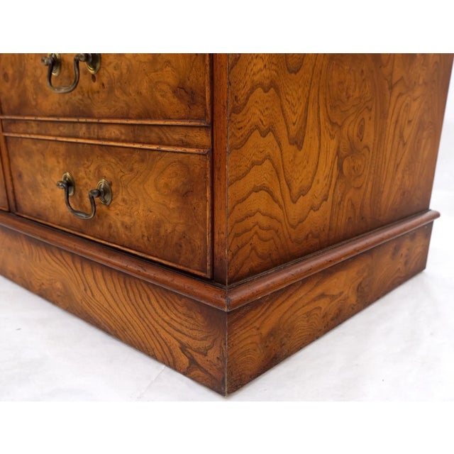Drexel 4 Drawers Embossed Leather Top Burl Wood File Cabinet Credenza w/ Key For Sale - Image 4 of 13