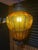 Vintage Amber Textured Glass Swag Pendant Lamp With Decorative Metal Cage, Newly Rewired For Sale In Buffalo - Image 6 of 8