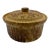 Antique Brown Sponge Decorated Yellow Ware Cake Crock With a Lid, 1880’s For Sale