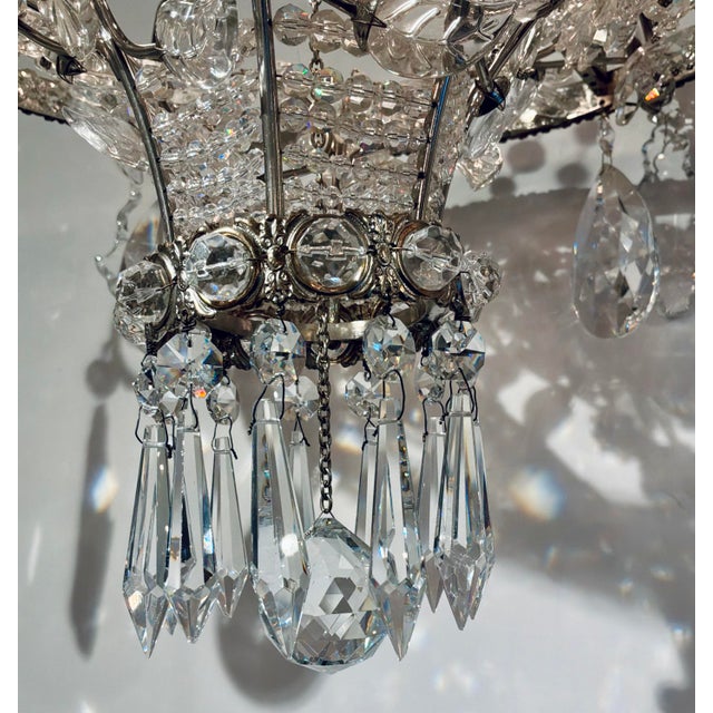 1990s Myran Allan Luxury Lighting Neoclassical Antique Silver Petite Bohemian Crystal Chandelier For Sale - Image 5 of 7