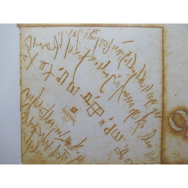 Janez Bernik (Yugoslavia b 1933 - 2016) framed aquatint etching, titled 'A-G'. Titled and signed in pencil at base....