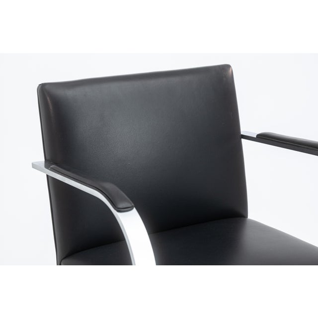 Animal Skin Set of 6 Mies Van Der Rohe for Knoll Brno Brushed Steel Black Leather Armchairs For Sale - Image 7 of 11