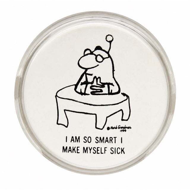 Mid-Century Modern Herb Gardner 1955 “I Am So Smart I Make Myself Sick” Glass Paperweight For Sale - Image 3 of 11
