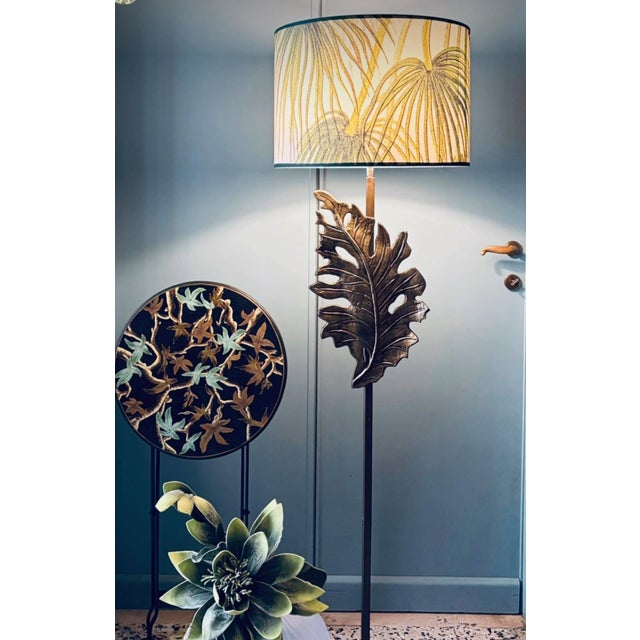 Large Leaf Floor Lamp in Metal by The Metal Wave, in New conditions. Designed from 2000 Imprinted by Maker, European Plug...