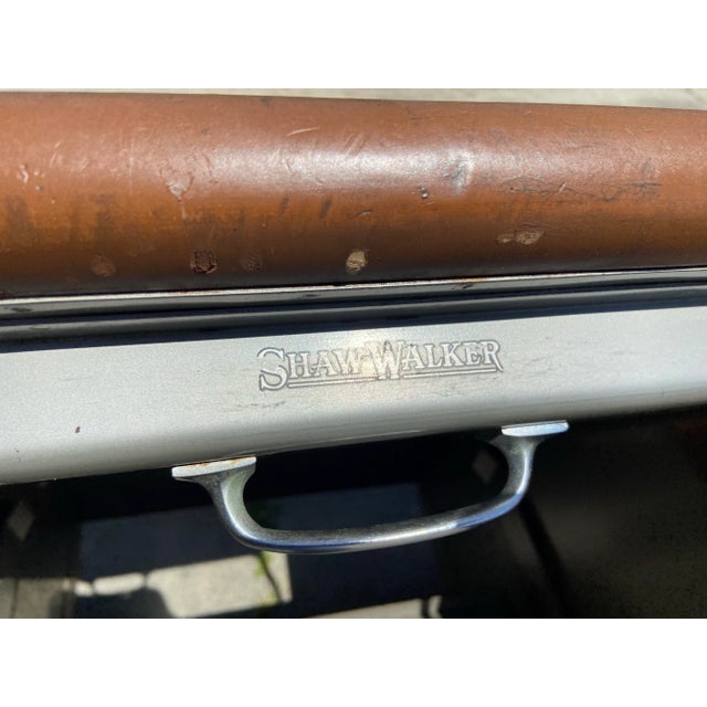Mid-Century Modern 1940s Vintage Shaw Walker Typewriter Metal Tanker Desk For Sale - Image 3 of 12