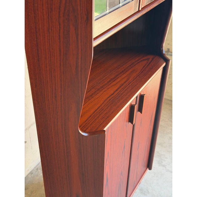 Rosewood Corner Cabinet With Stained Glass Storage Hutch Danish Mid-Century Modern 1960s For Sale - Image 10 of 12