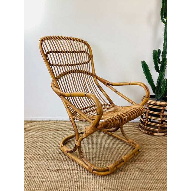 Vintage 1960s Tito Angoli Rattan Chair For Sale In Palm Springs - Image 6 of 12