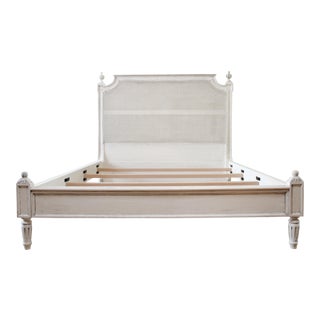 Vintage Queen Louis XVI Style Platform Cane Bed For Sale