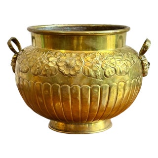 Vintage Signed Soutterware Brass Respousse Planter For Sale