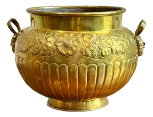 Vintage Signed Soutterware Brass Respousse Planter