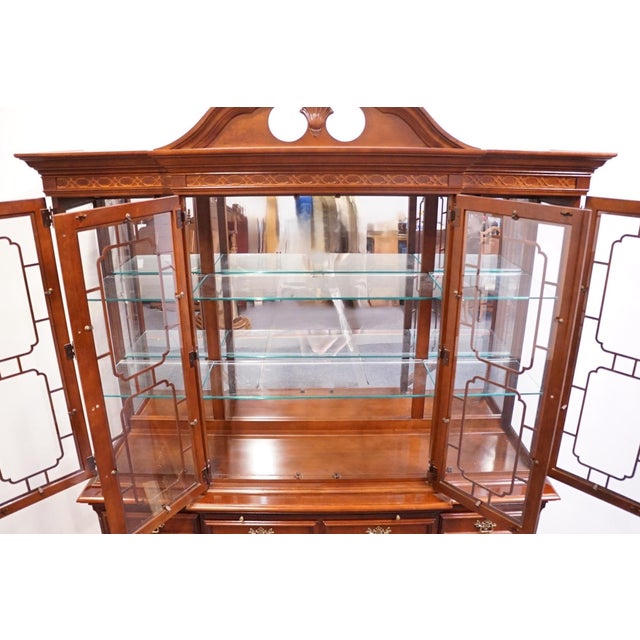 Late 20th Century Stanley Furniture American Heritage Collection Mahogany Traditional Style 72" Buffet W. Lighted Display China Cabinet 172-11-04 / 172-11-24 For Sale - Image 5 of 18