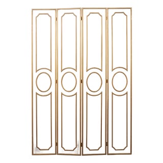 Mid-Century Antiqued Glass Folding Screen For Sale