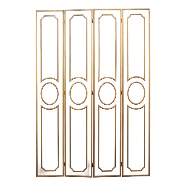 Mid-Century Antiqued Glass Folding Screen For Sale